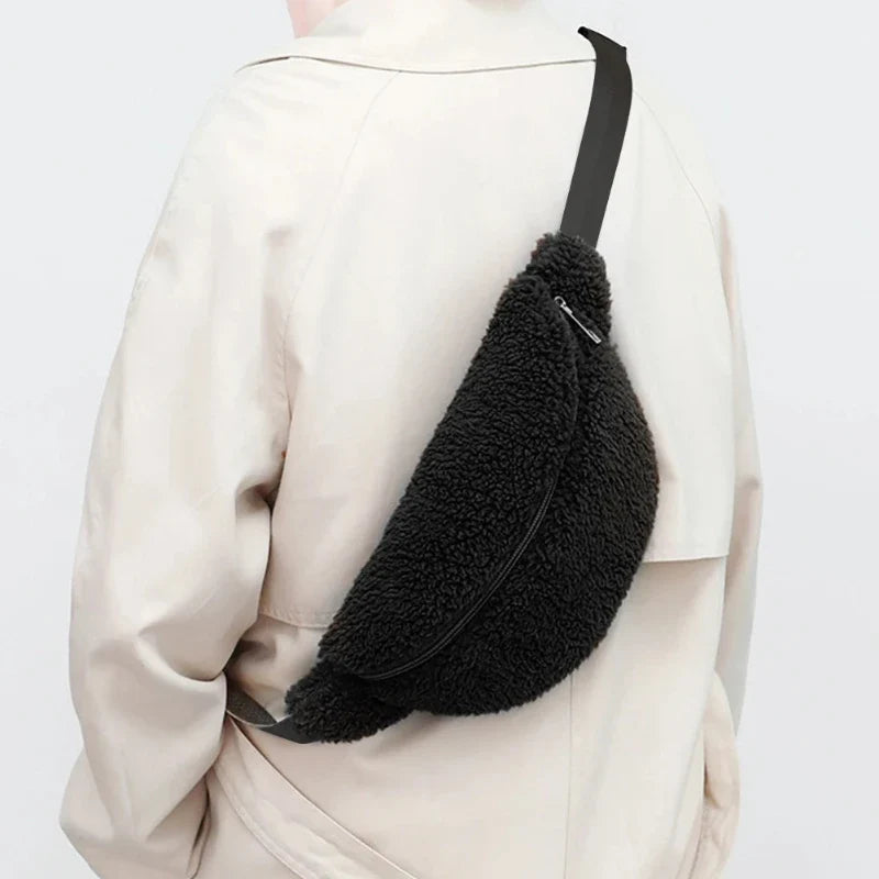 Sac banane femme en peluche douce