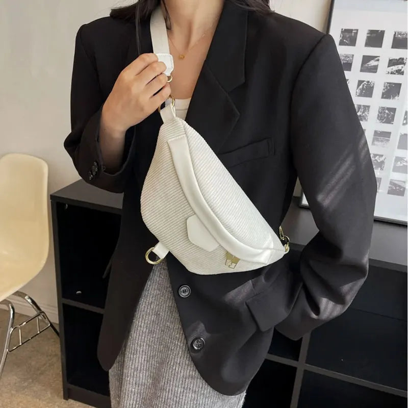 Sac banane femme en velours à rayures