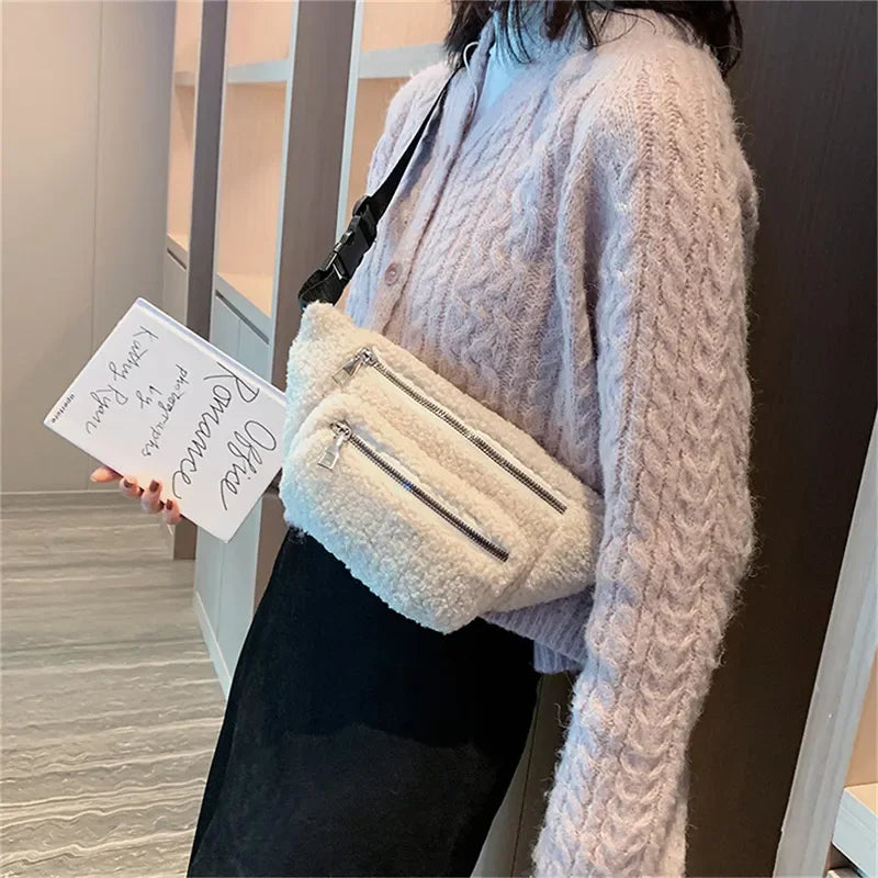 Sac banane femme pratique en peluche
