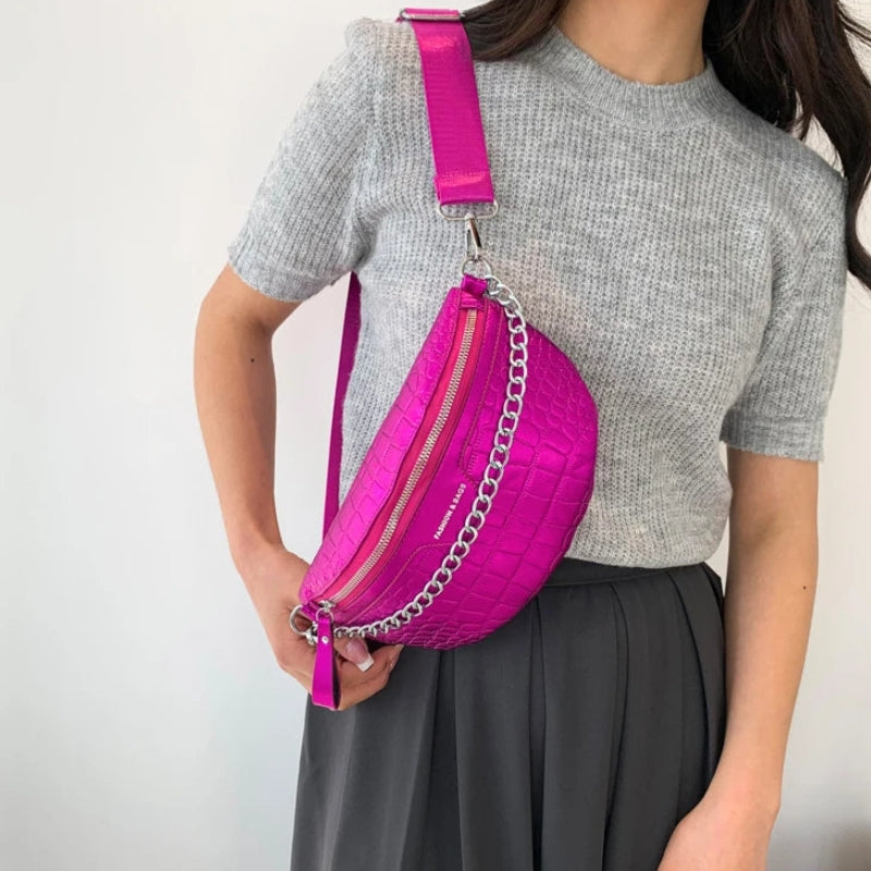 Sac banane métallisé féminin