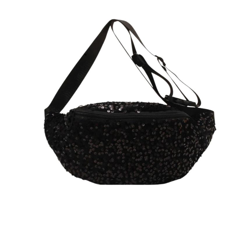 Sac banane noir à paillettes pour femme