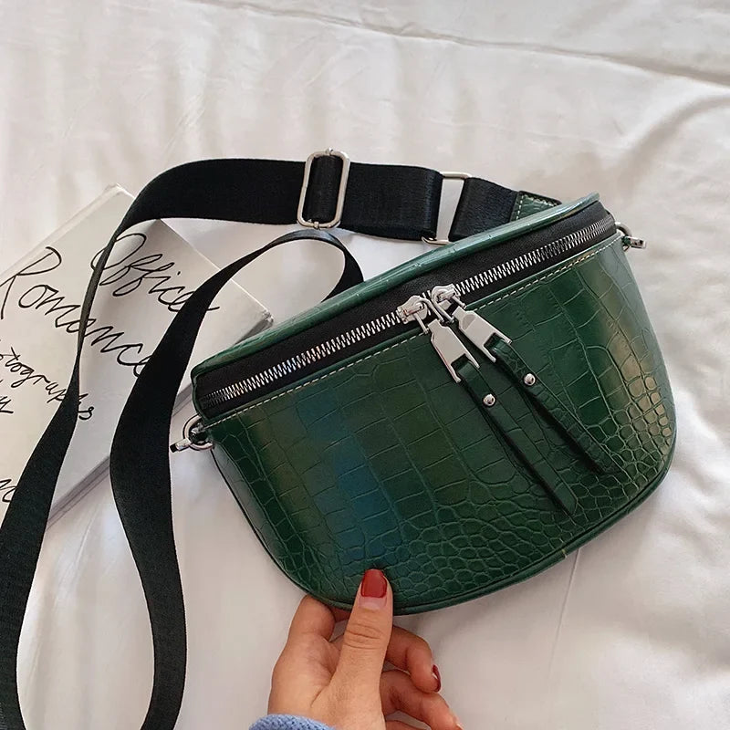 Sac banane pour femme imitation peau de crocodile