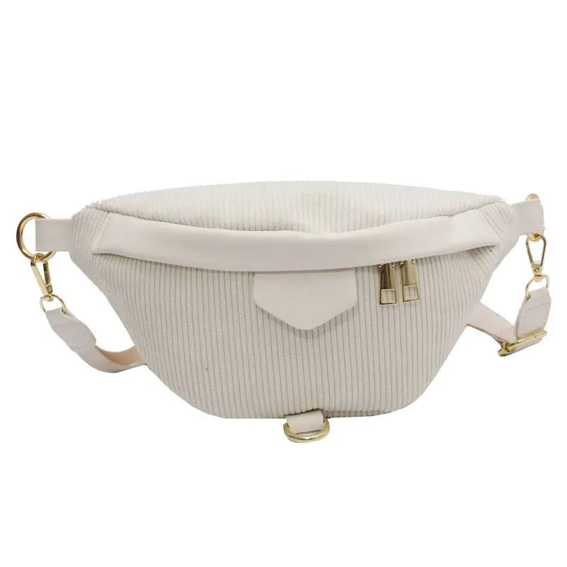 Sac banane rayé en velours pour femme