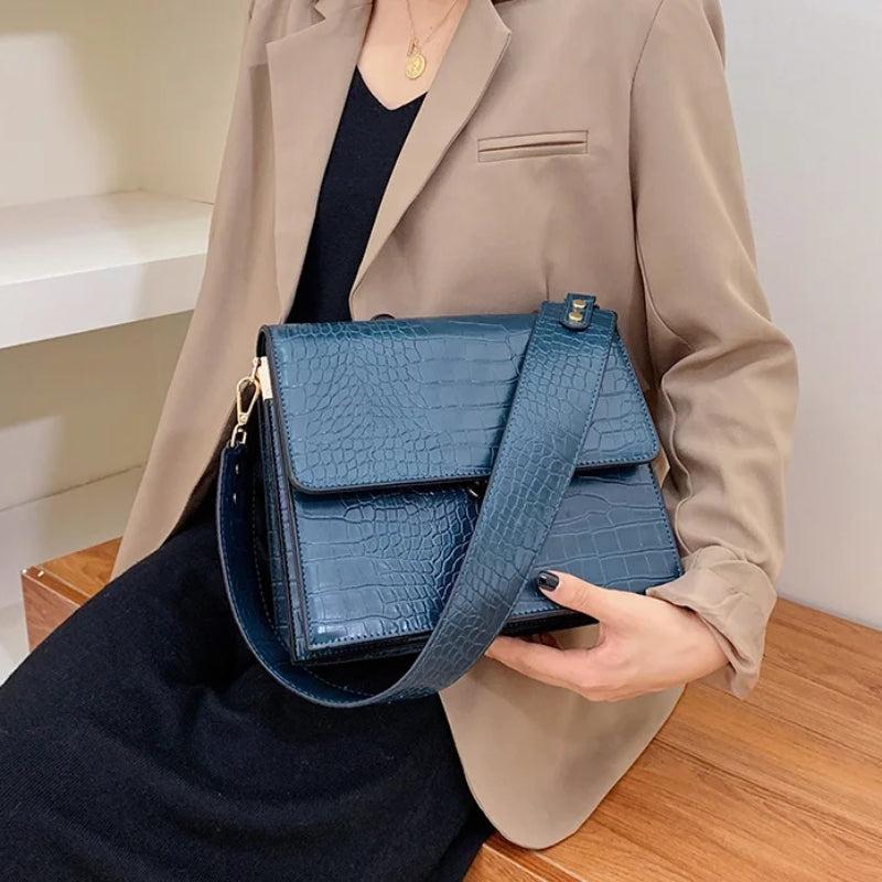 Sac bandoulière aspect croco