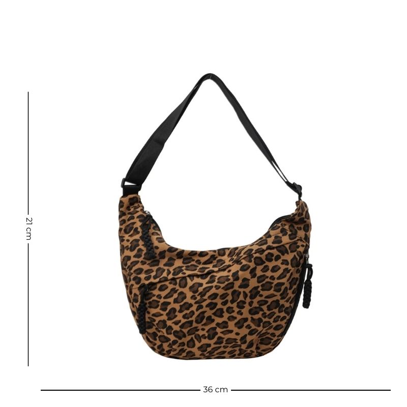 Sac bandoulière façon banane imprimé léopard