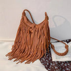 Sac bandoulière féminin orné de franges