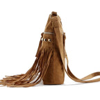 Sac bandoulière marron féminin en simili suédine