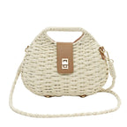 Sac beige en paille tressée à bandoulière