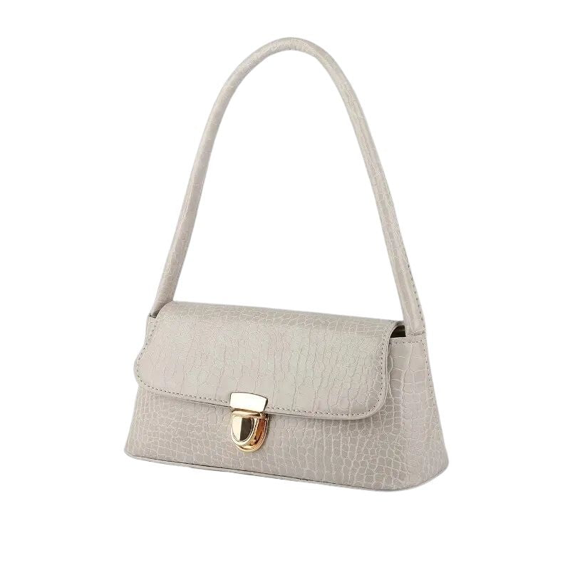 Sac blanc format baguette élégant en matière synthétique
