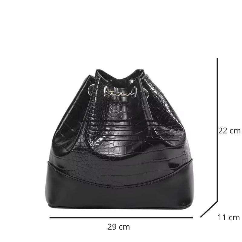 Sac bourse effet crocodile au fini brillant
