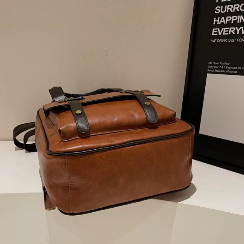 Sac brun multipoches pour femme style cartable