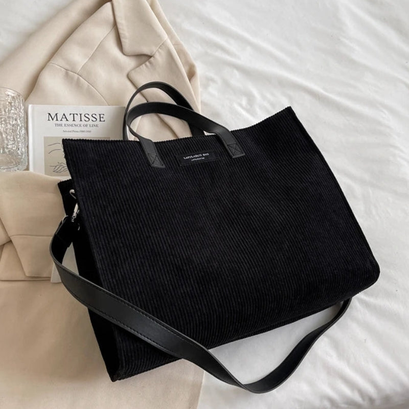Sac cabas à surface en velours côtelé