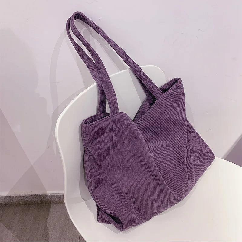 Sac cabas en velours côtelé