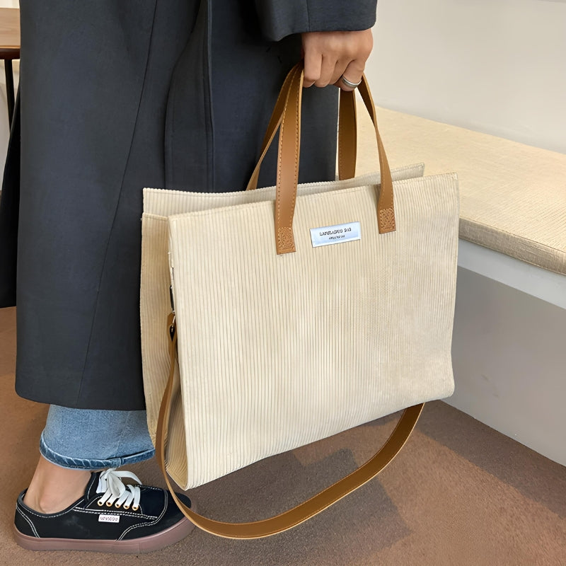 Sac cabas matière velours côtelé