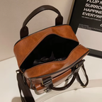 Sac cartable féminin brun multipoches
