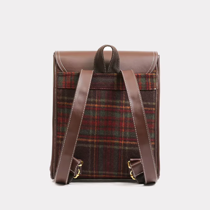 Sac cartable femme à motif carreaux rétro