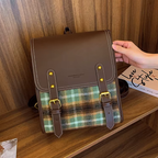 Sac cartable pour femme au motif carreaux rétro