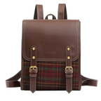 Sac cartable rétro à carreaux pour femme