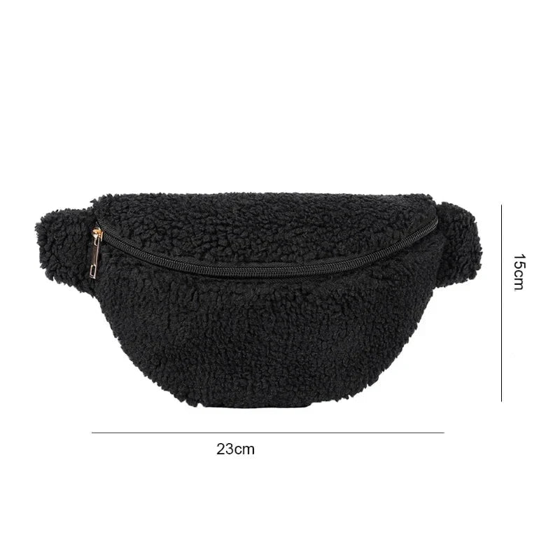 Sac ceinture féminin doux façon peluche