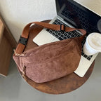 Sac ceinture femme marron en velours côtelé