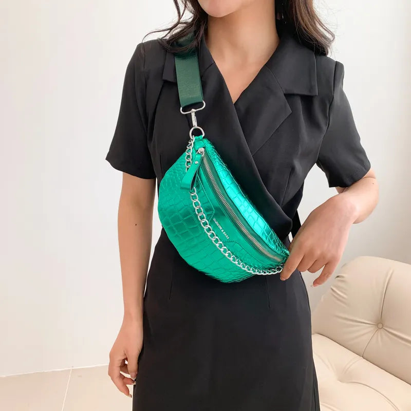 Sac ceinture métallisé pour femme
