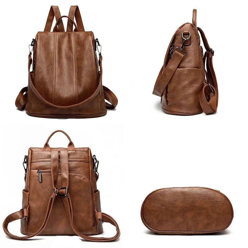 Sac convertible main et dos femme vintage marron en simili