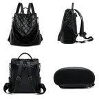 Sac convertible main et dos pour femme en simili noir matelassé