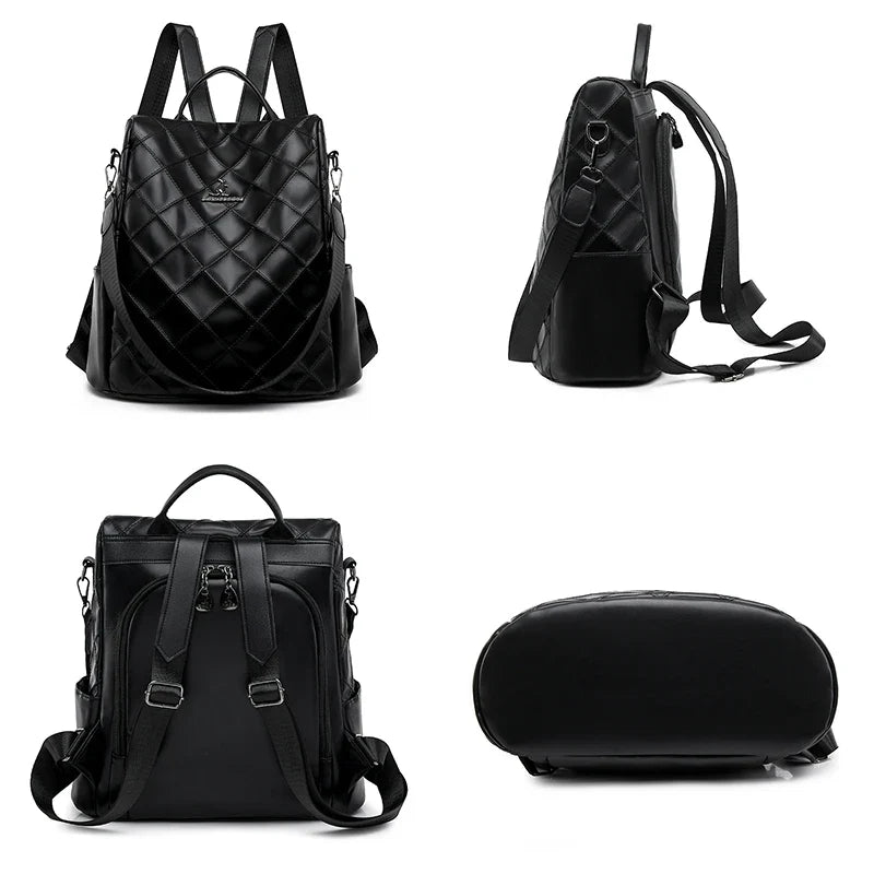 Sac convertible main et dos pour femme en simili noir matelassé