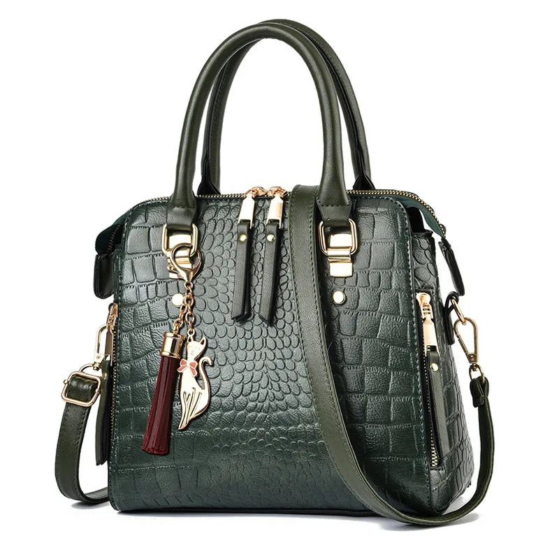 Sac crocodile avec bandoulière au look luxueux