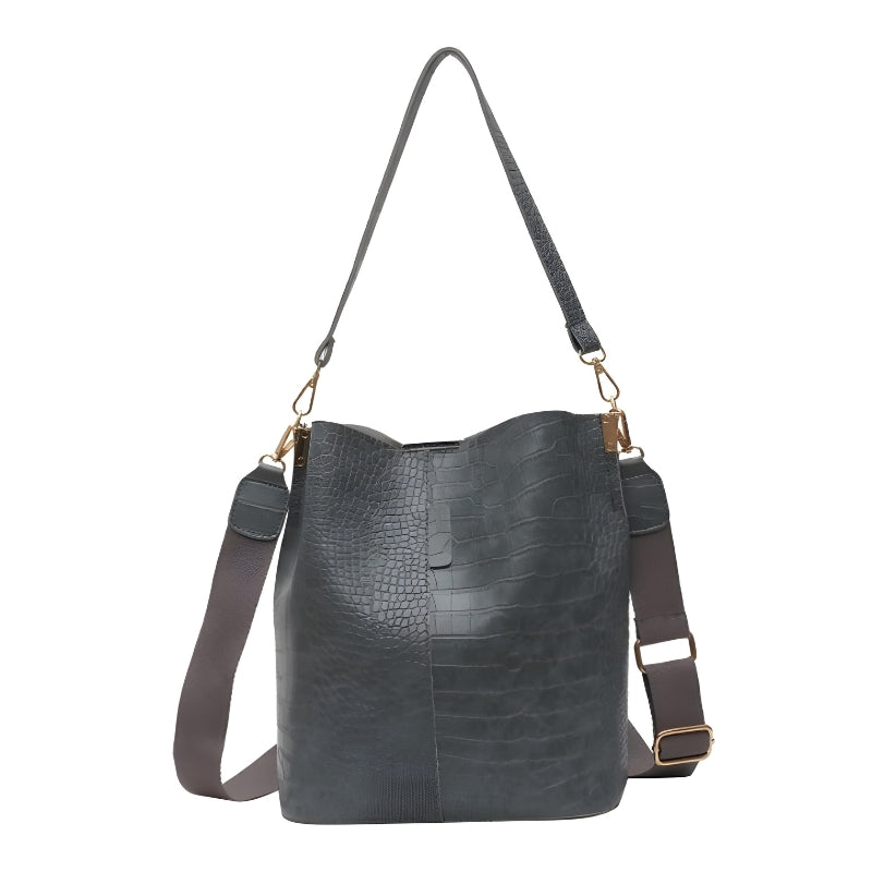 Sac de forme seau aspect crocodile