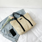 Sac de paille à finition tissée