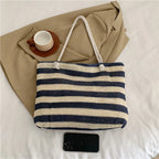 Sac de plage à bandes en paille