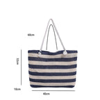 Sac de plage en paille au motif rayé