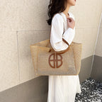 Sac de plage en paille de grande contenance