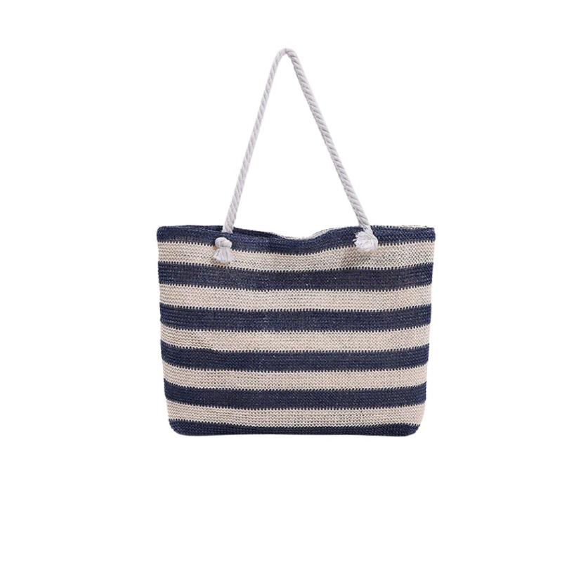 Sac de plage rayé en paille