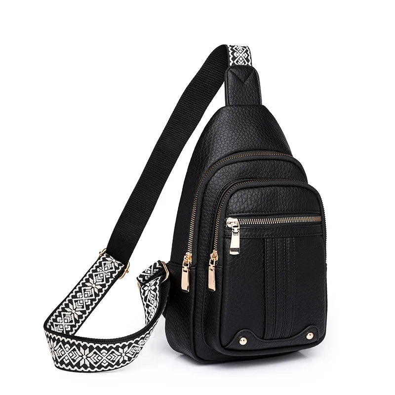 Sac de poitrine féminin porté en bandoulière