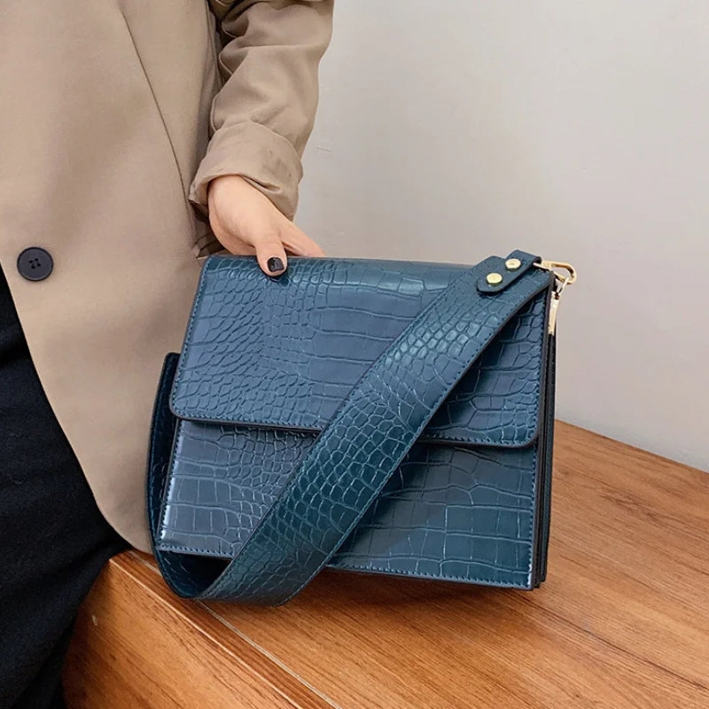 Sac effet crocodile à bandoulière