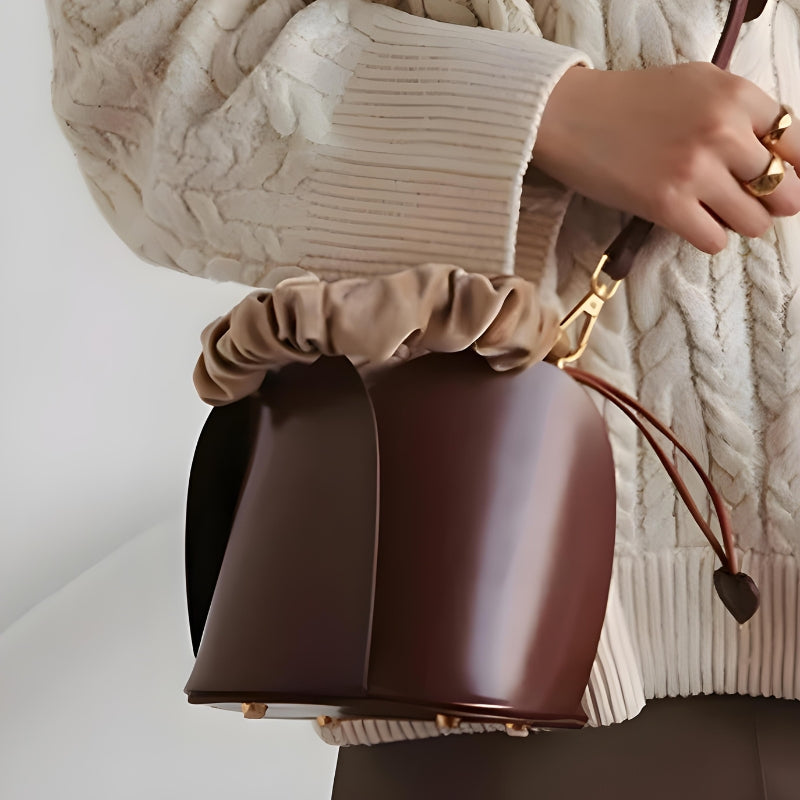 Sac en cuir forme seau