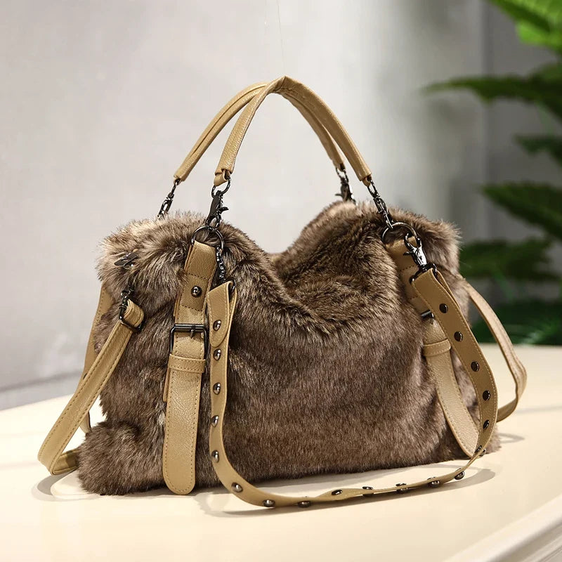 Sac en fausse fourrure décontracté à porter à la main