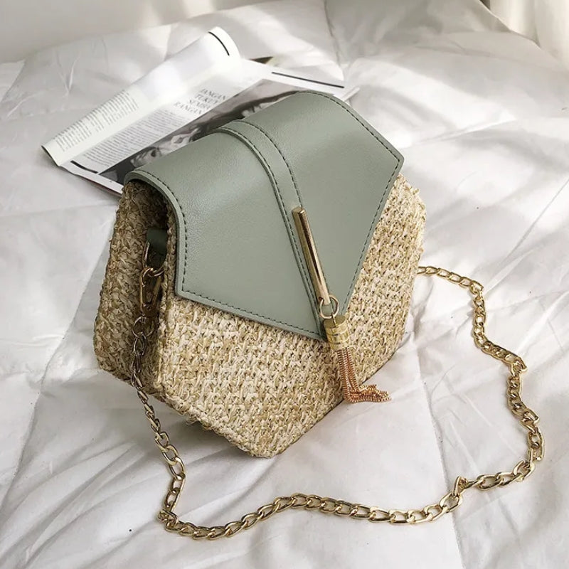 Sac en matière paille au format hexagonal