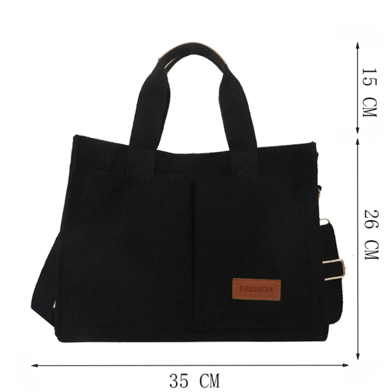 Sac en matière velours côtelé