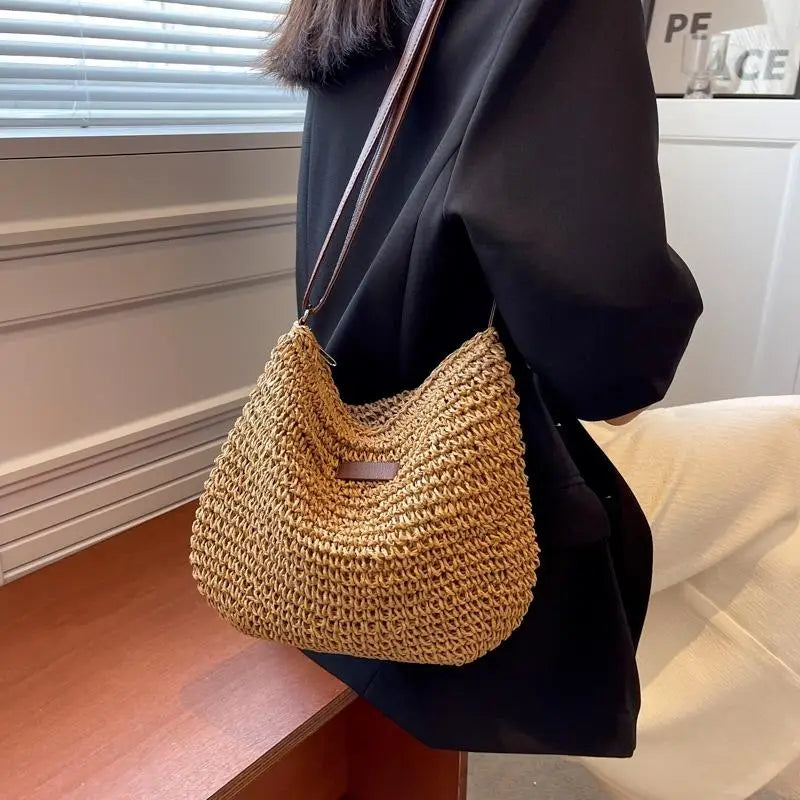 Sac en paille à bandoulière