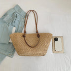Sac en paille à main de type panier versatile