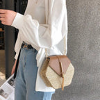 Sac en paille à silhouette hexagonale