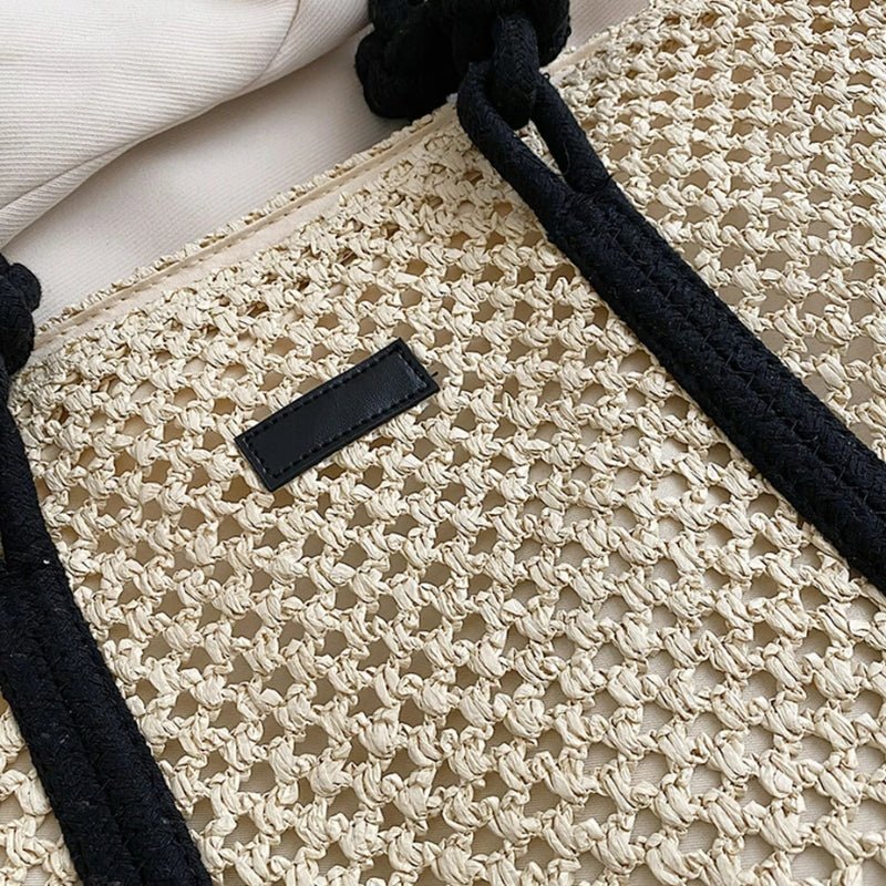 Sac en paille avec finition tissée