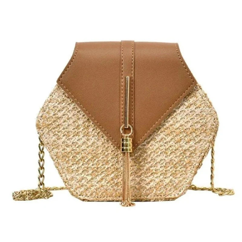Sac en paille avec forme à six côtés