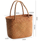 Sac en paille beige de forme panier