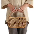 Sac en paille et bambou élégant petit format