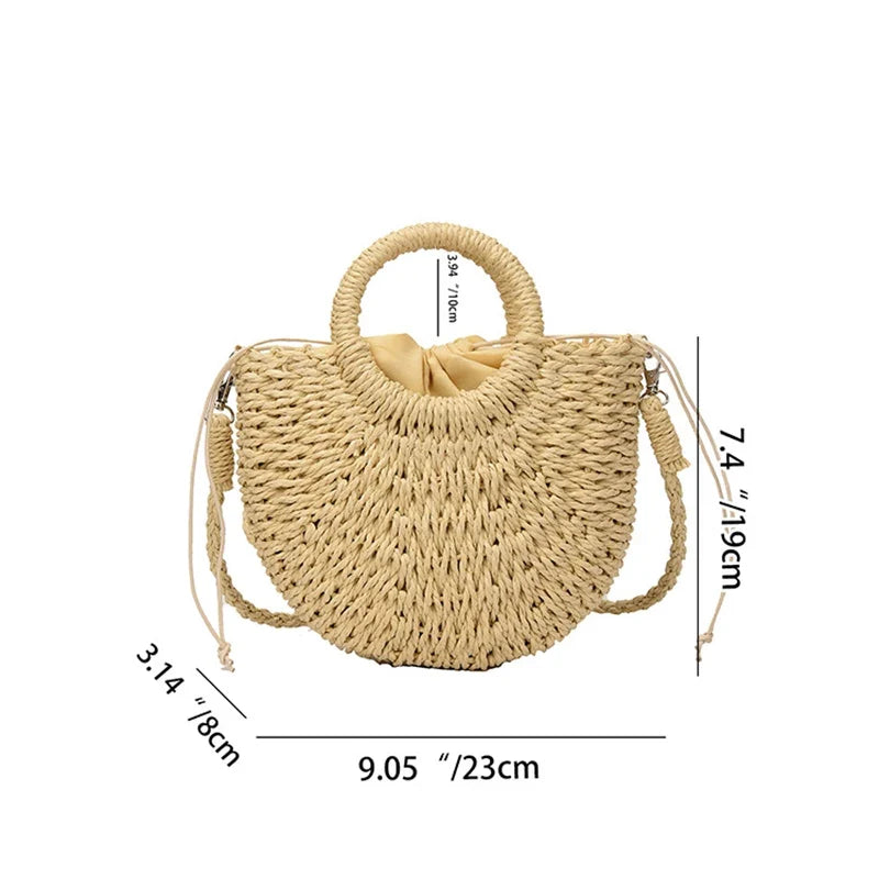 Sac en paille format panier
