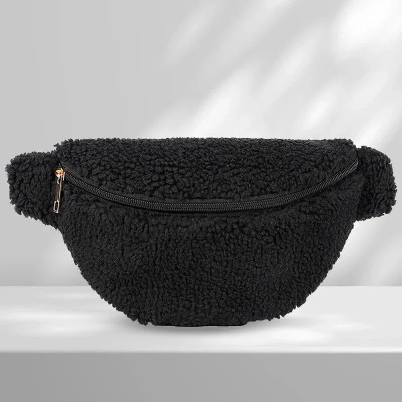 Sac en peluche douce forme banane pour femme